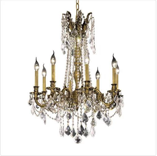 Bronze Eight-Light 24-Inch Chandelier with Royal Cut Clear Crystal - Image 1