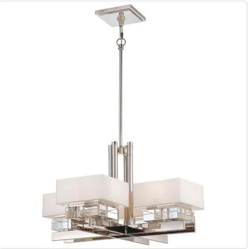 Polished Nickel Eight-Light Chandelier - Image 1