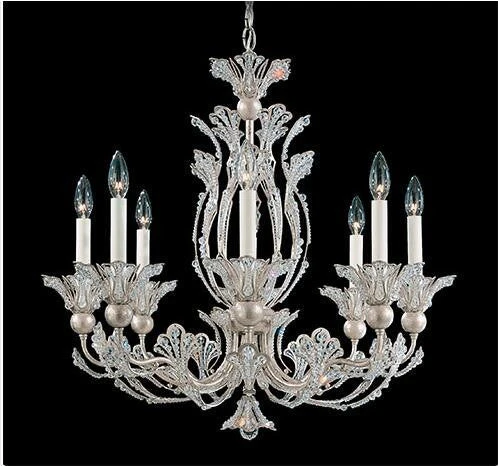 Silver Eight-Light Chandelier with Clear Swarovski Element Crystal - Image 1