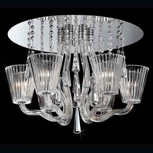 Corato Chrome Six-Light 21.25-Inch Wide Flush Mount with Clear Glass - Image 1
