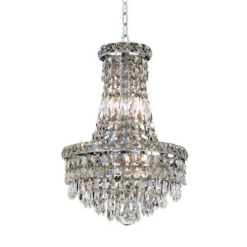 Chrome Six-Light 12-Inch Chandelier with Royal Cut Clear Crystal - Image 1