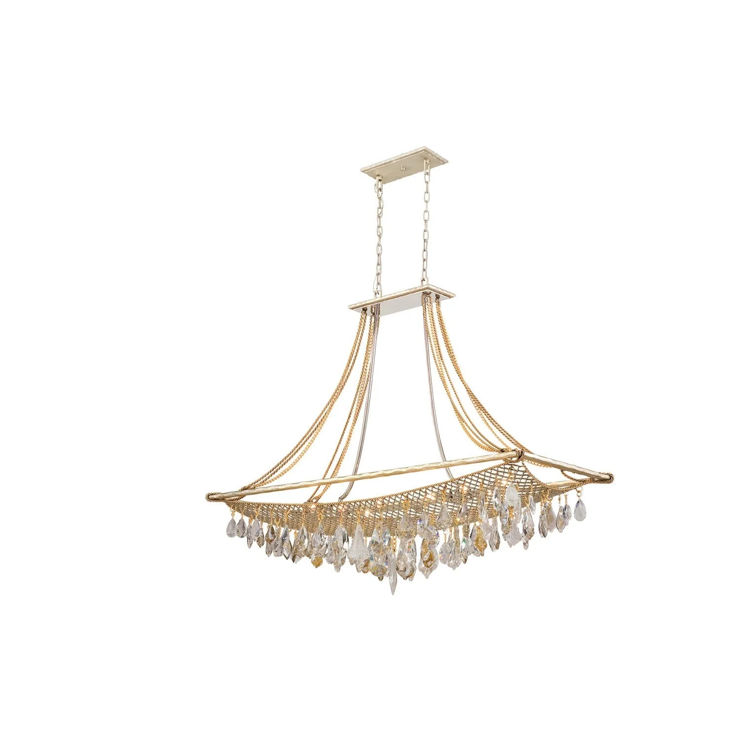 Silver And Gold Leaf Twelve-Light Island Pendant - Image 1