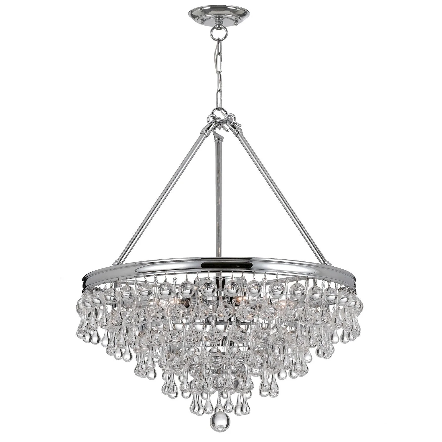 Group Calypso Polished Chrome Eight-Light Pendant with Clear Smooth Glass Balls - Image 1