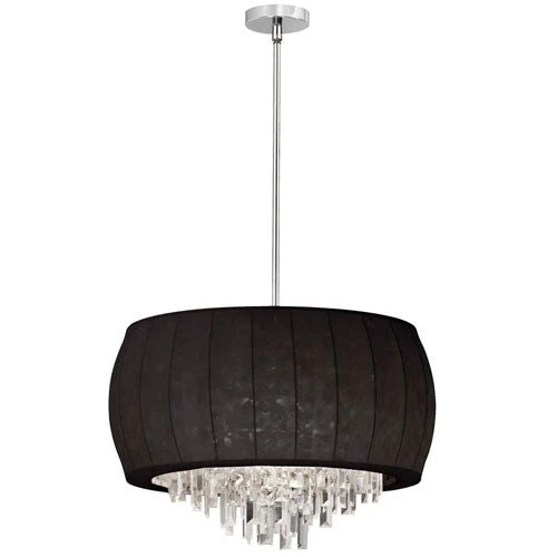 Six Light Crystal Pendant with Black Lycra Shade - Image 1