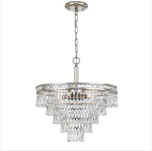 Six Light Hand Cut Crystal Convertible Chandelier - Image 1