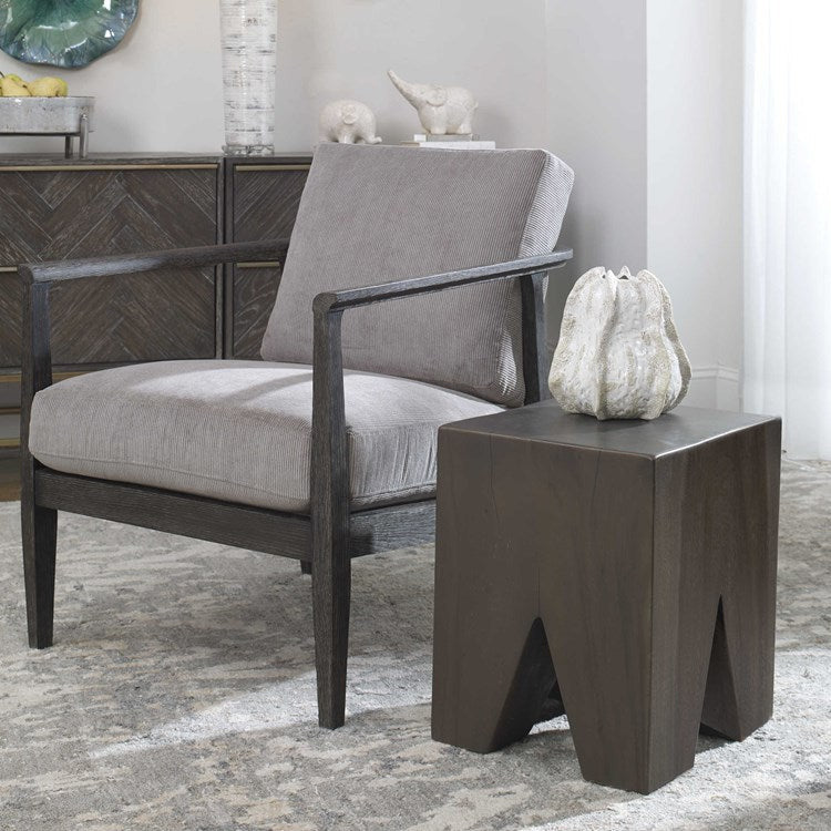 Uttermost Armin Dark Gray Wood Accent Stool - Image 1