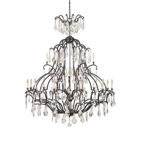 Bronze Twenty-One Light Chandelier with Clear Crystal - Image 1