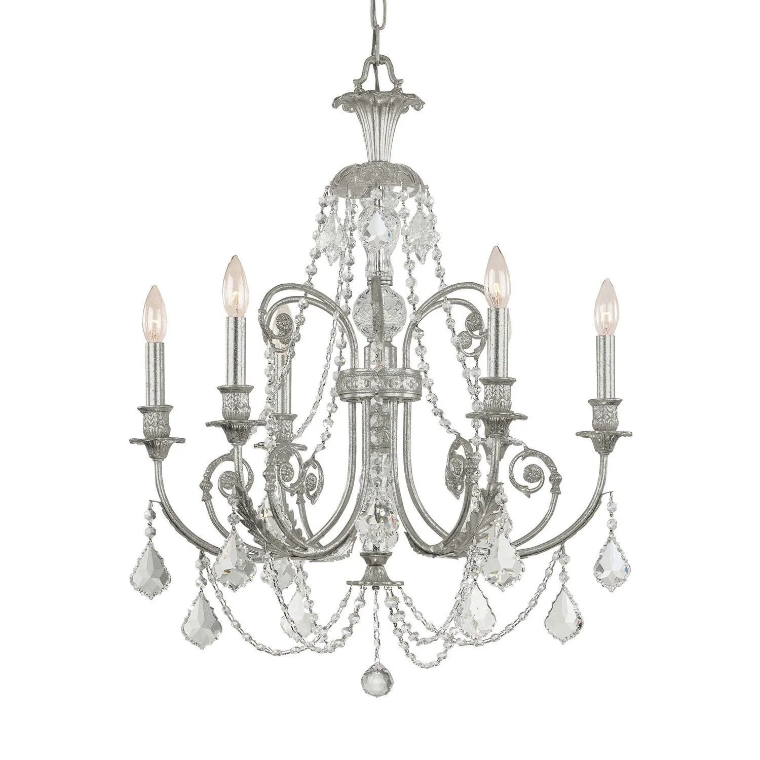 Group Regis Olde Silver Six-Light Chandelier with Swarovski Strass Crystal - Image 1