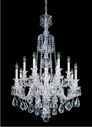 Silver 12-Light Clear Heritage Handcut Crystal Chandelier, 30W x 44H x 30D - Image 1