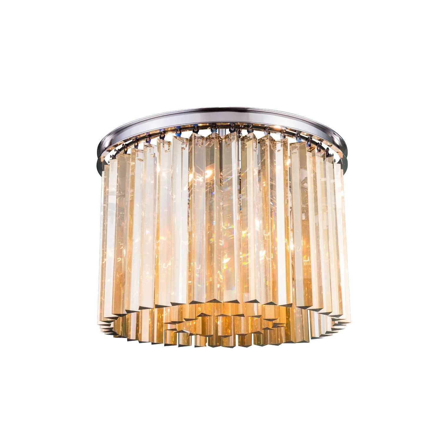 Sydney Polished Nickel Twenty-Inch Flushmount with Royal Cut Golden Teak Crystals - Image 1