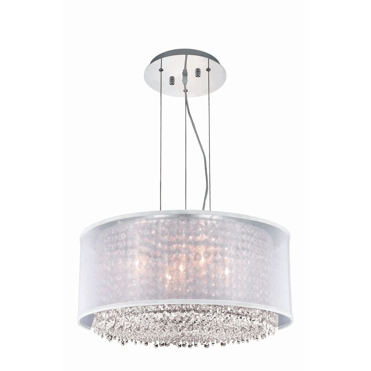 Moda Chrome Five-Light Silver Shade Pendant with Rosaline and Clear Royal Cut Crystal - Image 1