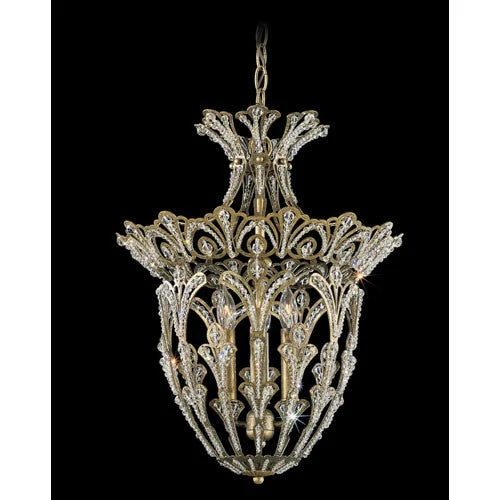 Gold Four-Light Crystal Swarovski Elements Pendant Light, 15W x 19.5H x 15D - Image 1