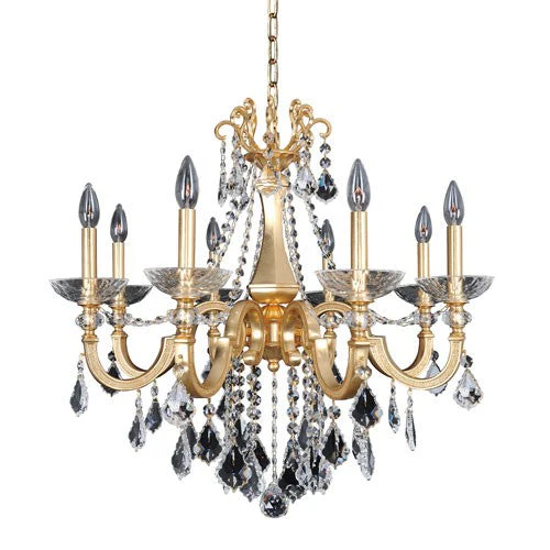 Gold Eight-Light Chandelier with Firenze Clear Crystal - Image 1