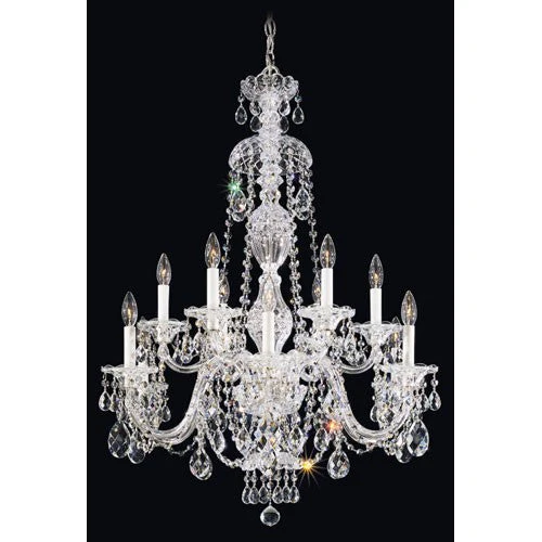 Silver 12-Light Clear Heritage Handcut Crystal Chandelier, 29W x 38H x 29D - Image 1