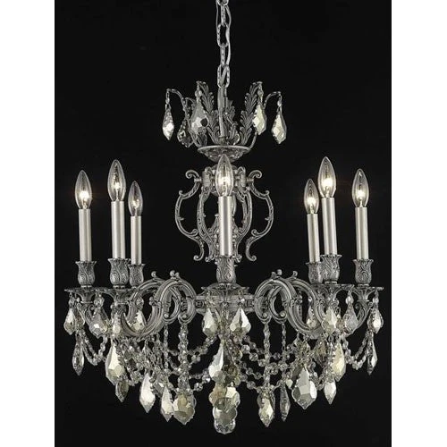 Marseille Pewter Eight-Light Chandelier with Golden Teak/Smoky Royal Cut Crystals - Image 1