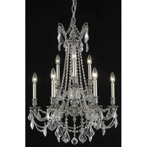 Rosalia Pewter Nine-Light Chandelier with Clear Royal Cut Crystals - Image 1