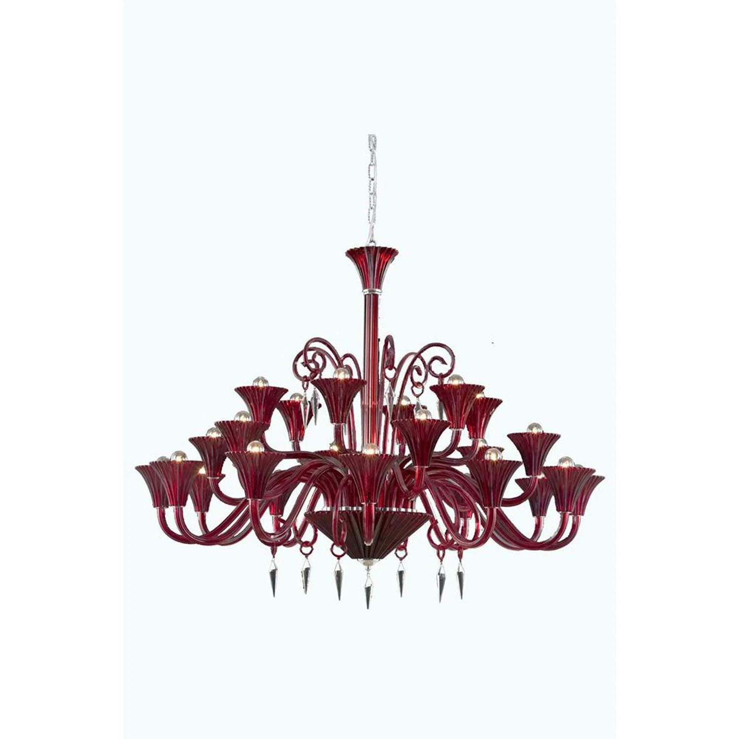 Symphony Red 24-Light Chandelier with Elegant Cut Crystal - Image 1