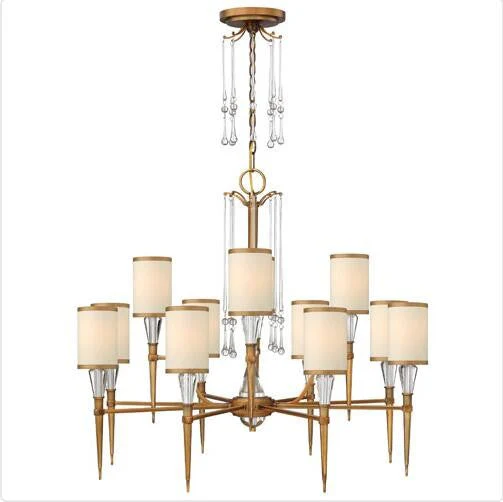 Brushed Bronze Twelve-Light Chandelier - Image 1