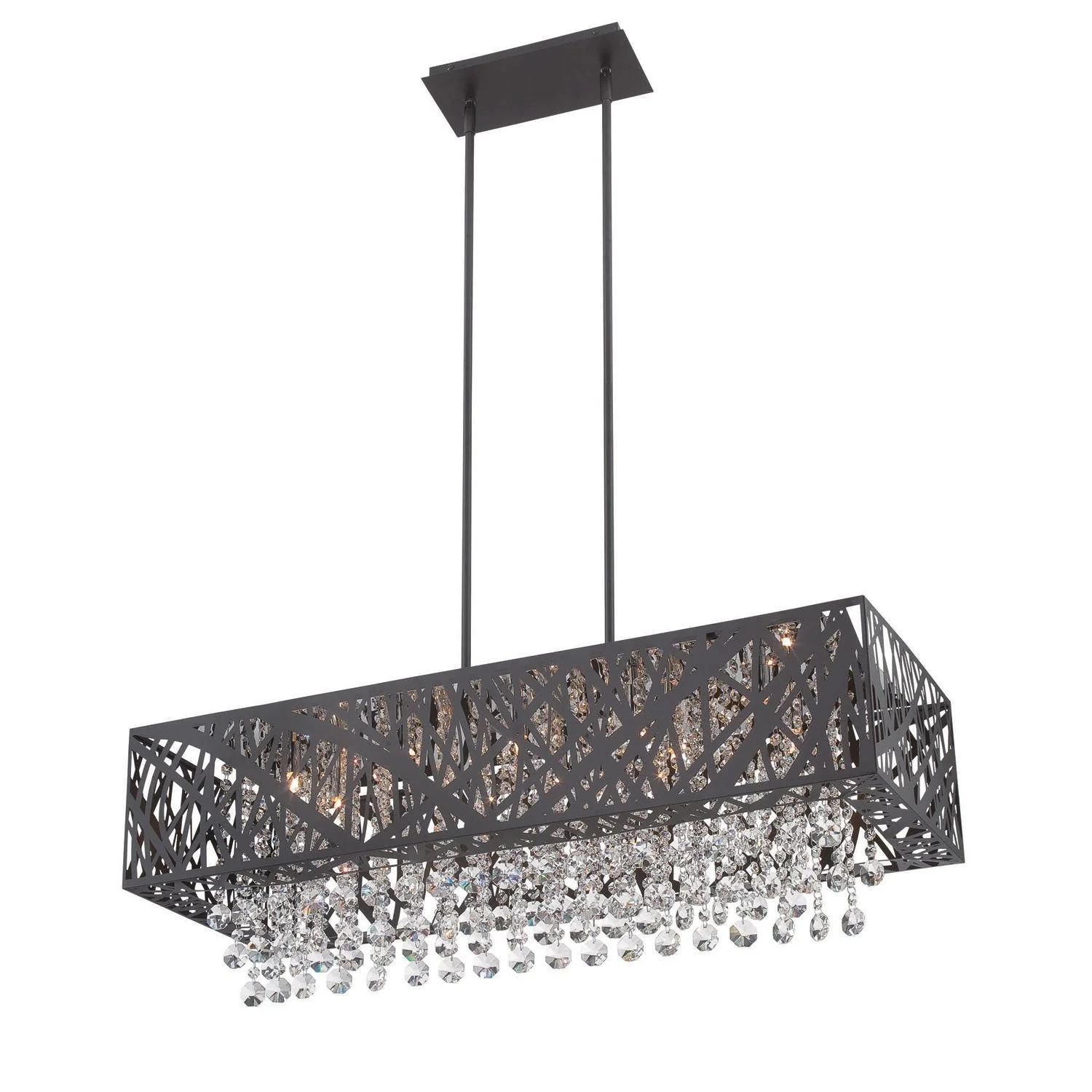 Espresso Ten-Light Pendant with Crystal Accents - Image 1