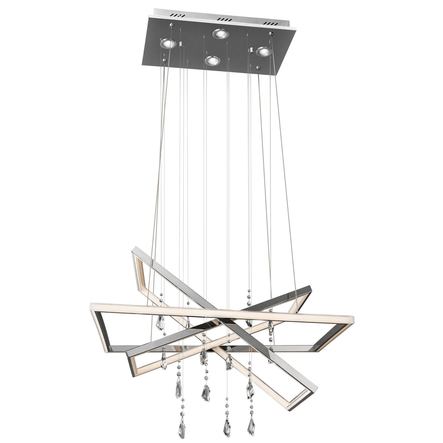 Chrome Three-Light LED Rectangular Pendant - Image 1