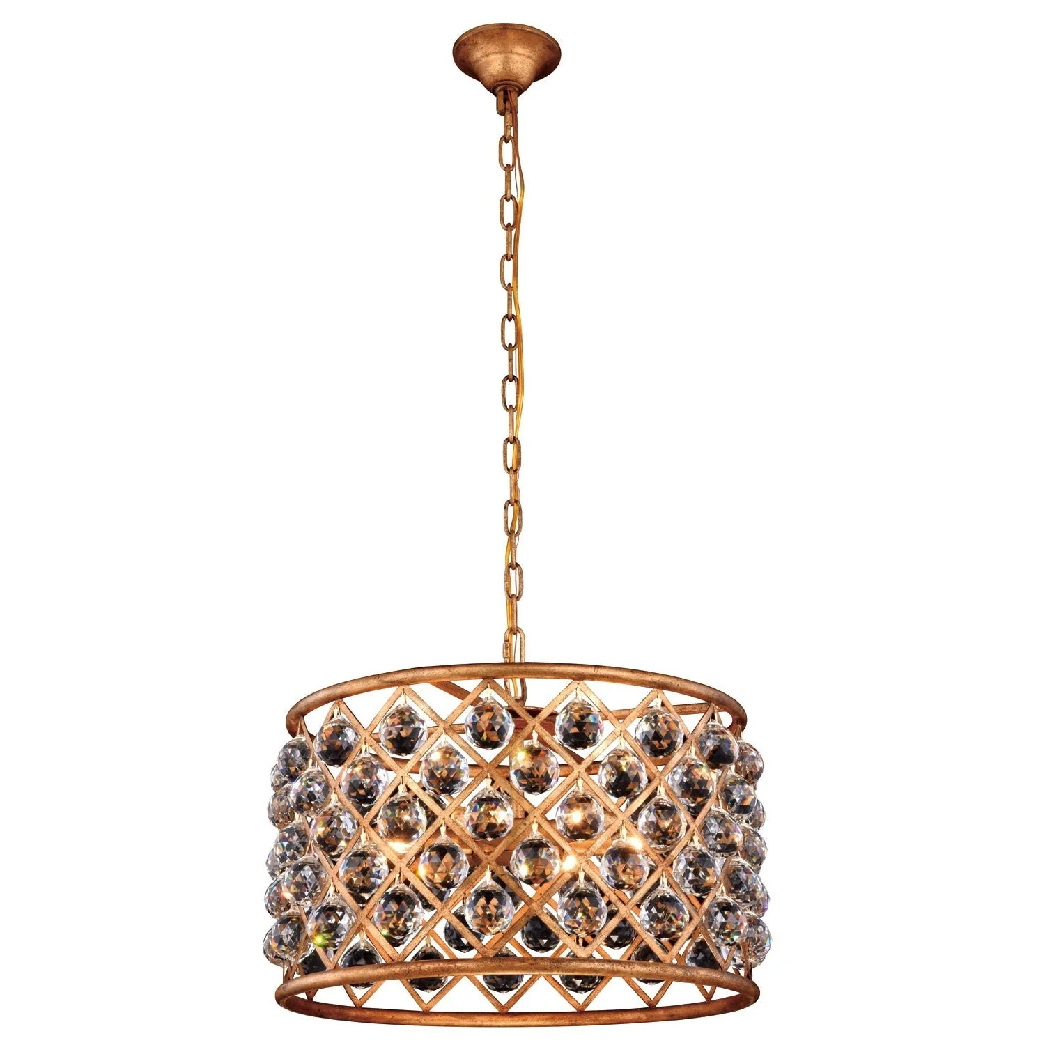 Madison Golden Iron 20-Inch Six-Light Pendant with Faceted Crystal - Image 1