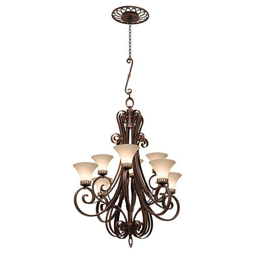 Antique Copper Eight-Light Chandelier - Image 1