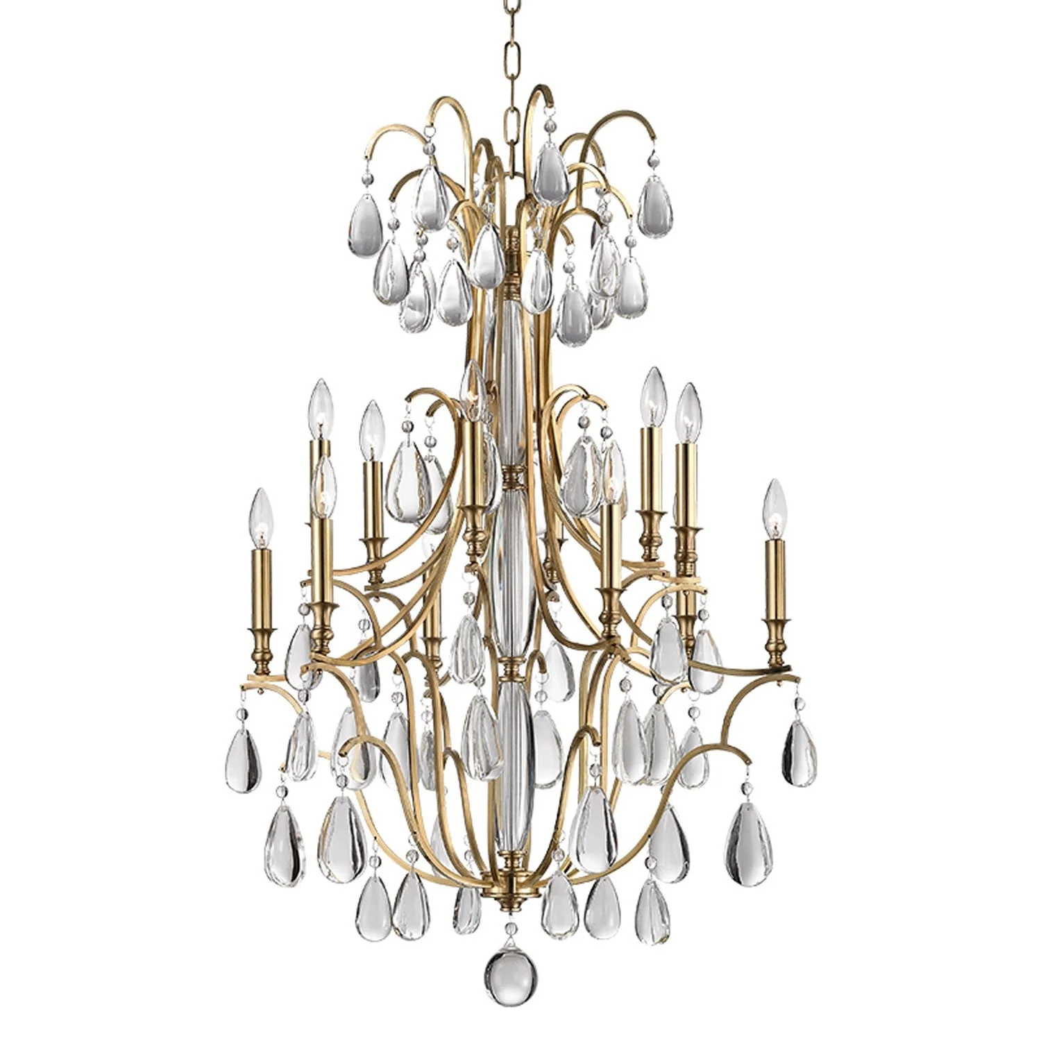 Brass 12-Light Chandelier - Image 1