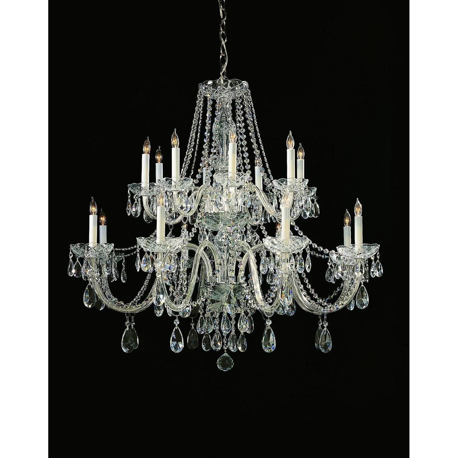 Group Traditional Crystal Swarovski Spectra Crystal Polished Chrome Sixteen-Light Chandelier - Image 1