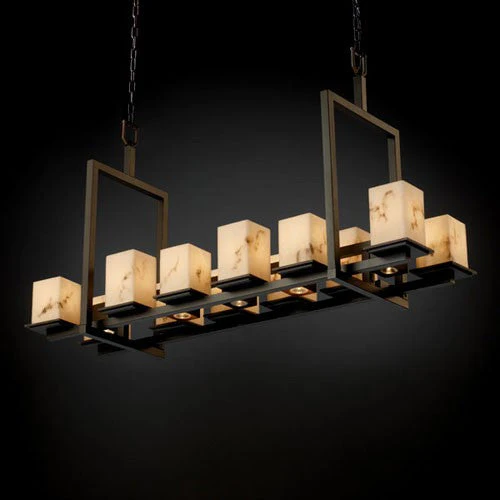 Justice Design Group LumenAria Montana 12-Up and Five-Downlight Dark Bronze Short Bridge Chandelier - Image 1