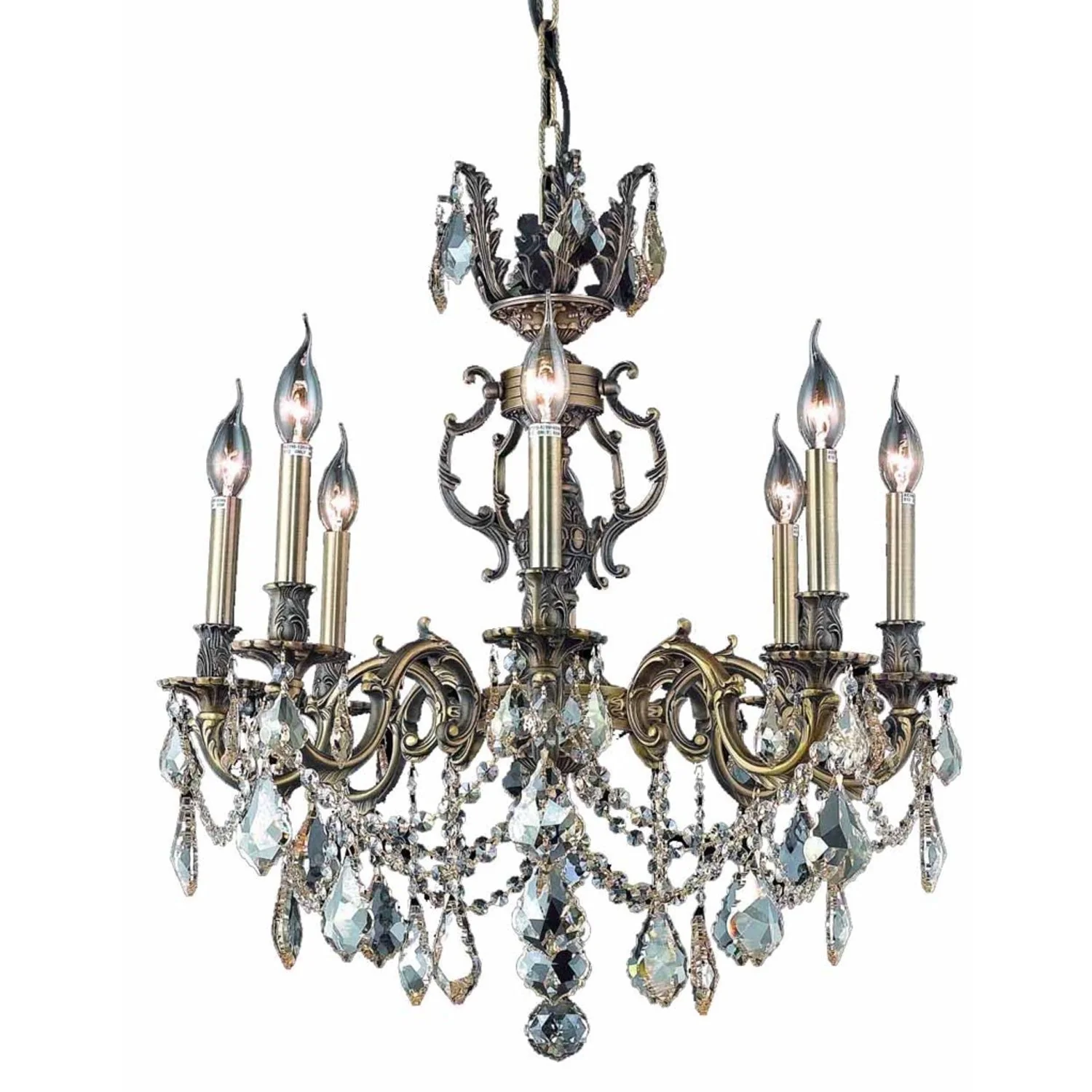 Marseille Antique Bronze Eight-Light 24-Inch Chandelier with Royal Cut Golden Shadow Champagne Crystal - Image 1