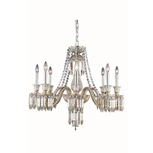 Majestic Elegant Cut Crystal Golden Teak Eight Light 28-in Chandelier - Image 1