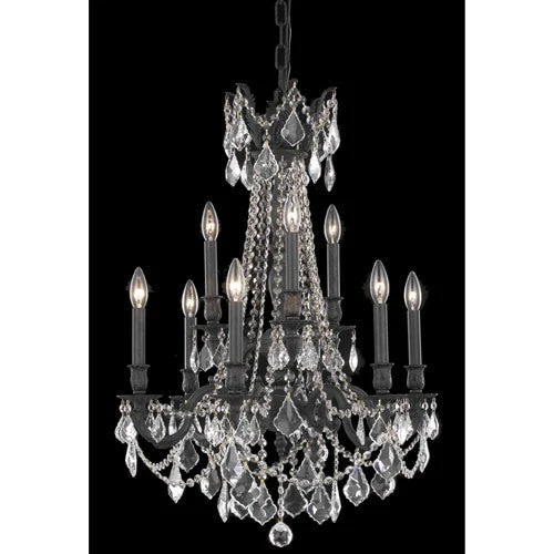 Rosalia Dark Bronze Nine-Light Chandelier with Clear Royal Cut Crystals - Image 1