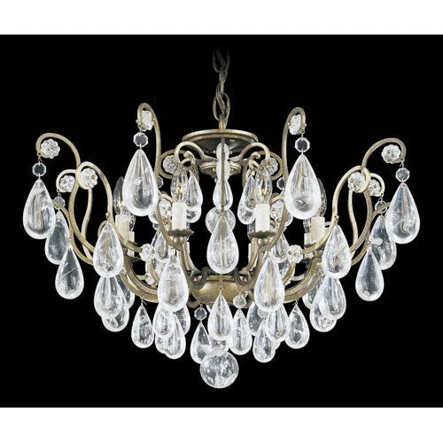 Versailles Etruscan Gold Eight-Light Clear Rock Chandelier, 27W x 17.5H x 27D - Image 1
