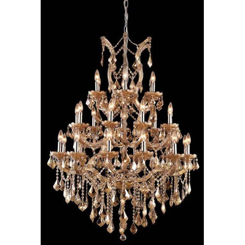 Maria Theresa Royal Cut Crystal Golden Teak 28 Light 52-in Chandelier - Image 1