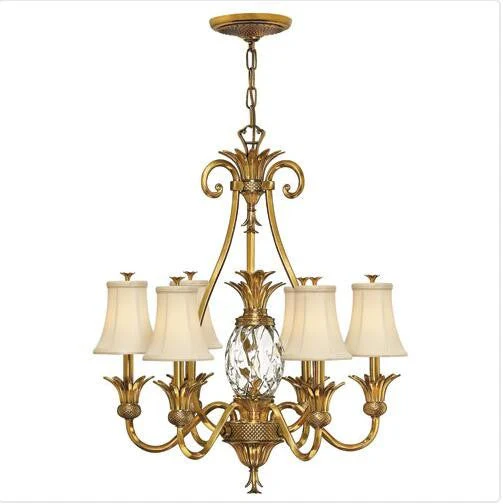 Burnished Brass Seven-Light Chandelier - Image 1