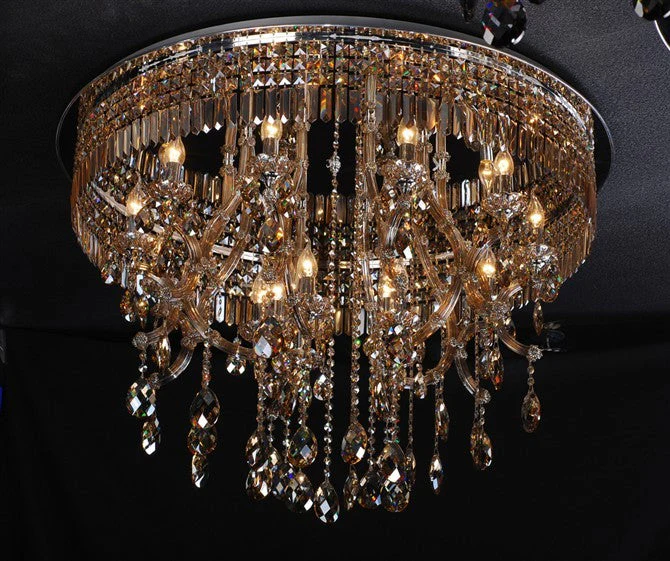15 light traditional crystal flush mount in cognac color - Image 1