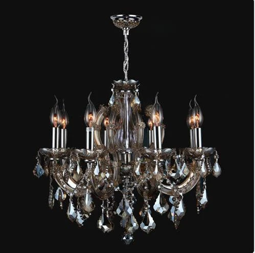 Eight-Light Chrome Finish with Golden Teak Crystal Chandelier - Image 1