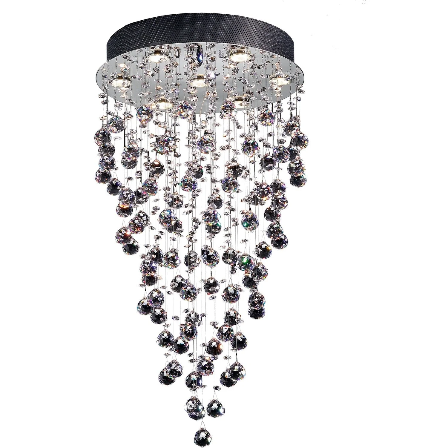 Polished Chrome Six-Light Crystal Pendant with Crystal Glass - Image 1