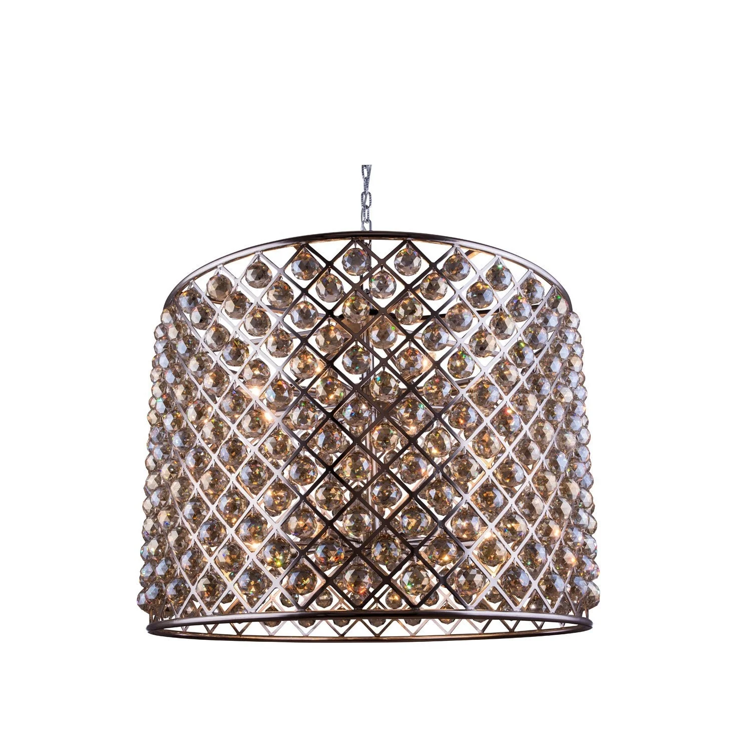 Madison Polished Nickel Twelve-Light Pendant with Royal Cut Golden Teak Crystals - Image 1