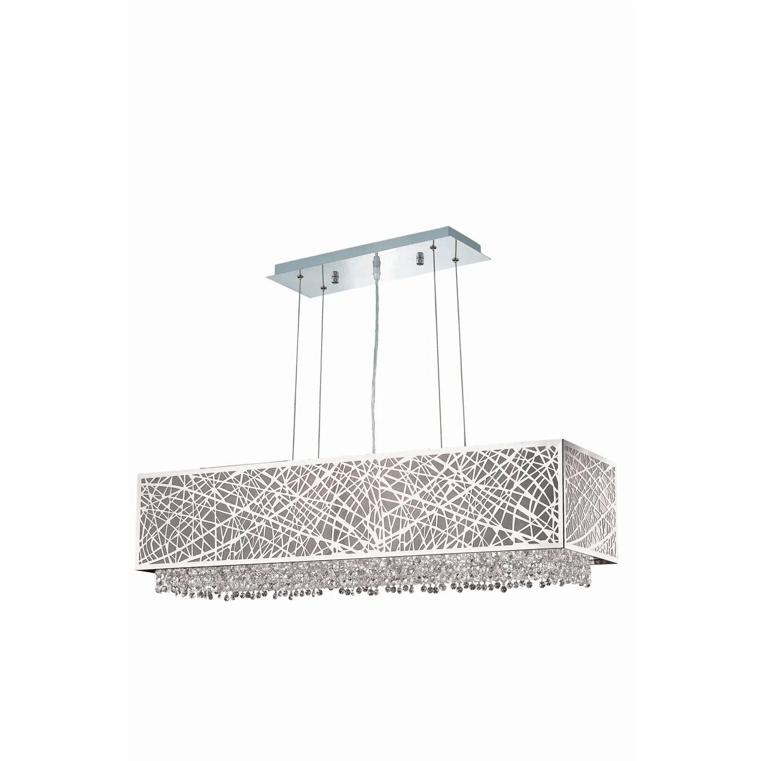 Moda Chrome Six-Light Metal Shade Pendant with Golden Teak and Clear Royal Cut Crystal - Image 1