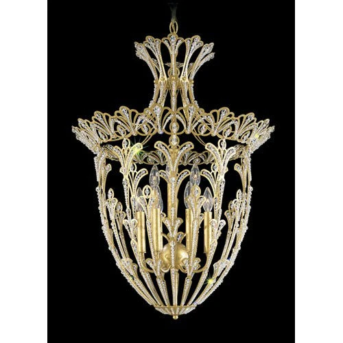 New Heirloom Gold Nine-Light Crystal Swarovski Elements Pendant Light, 22W x 29H x 22D - Image 1