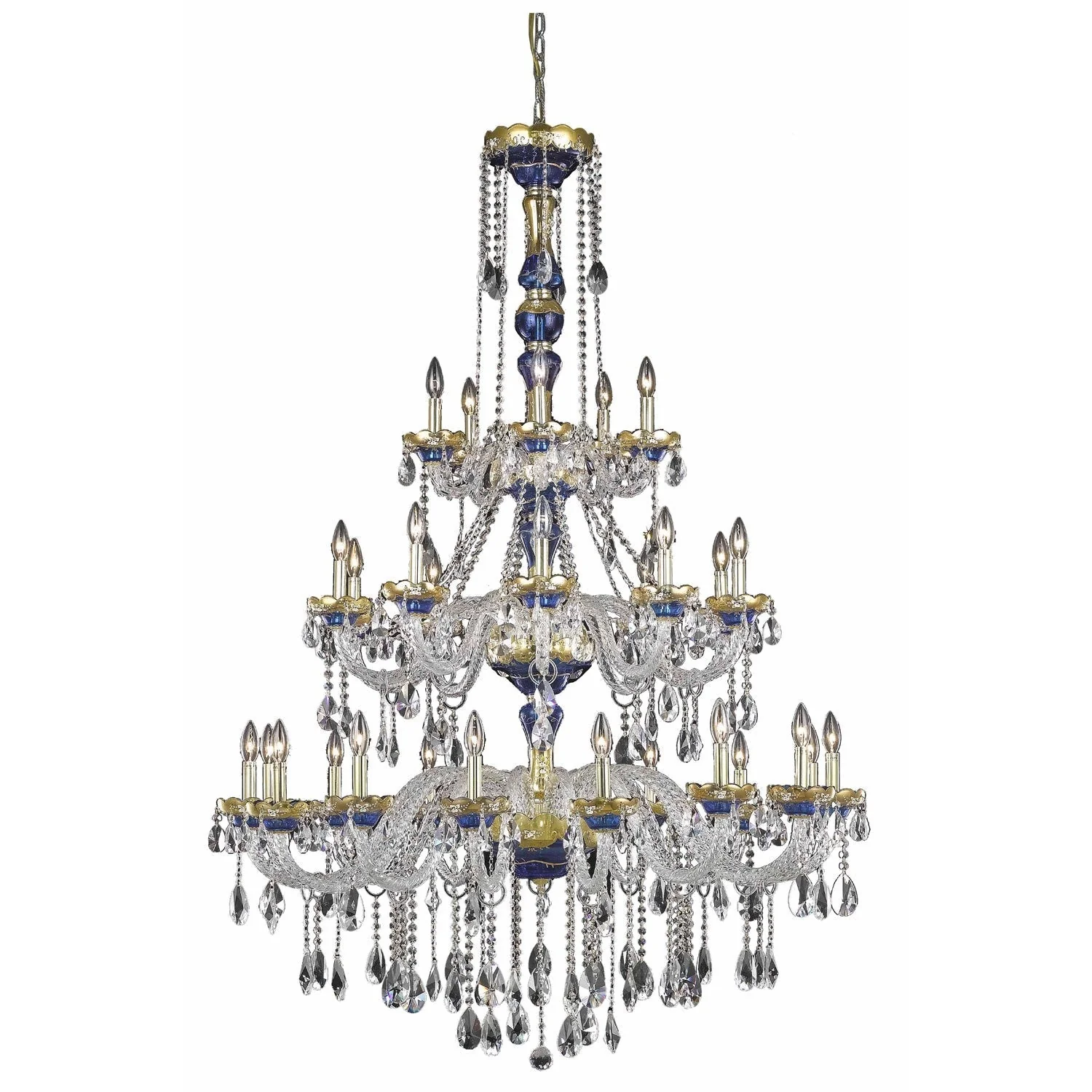 Alexandria Blue Thirty-Light Chandelier with Clear Royal Cut Crystals - Image 1