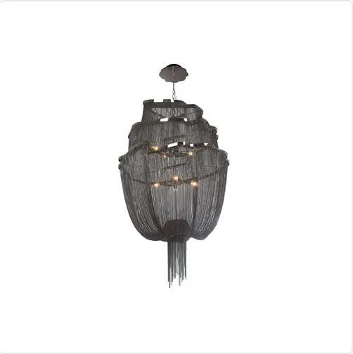 Black Chrome Six-Light Chandelier - Image 1