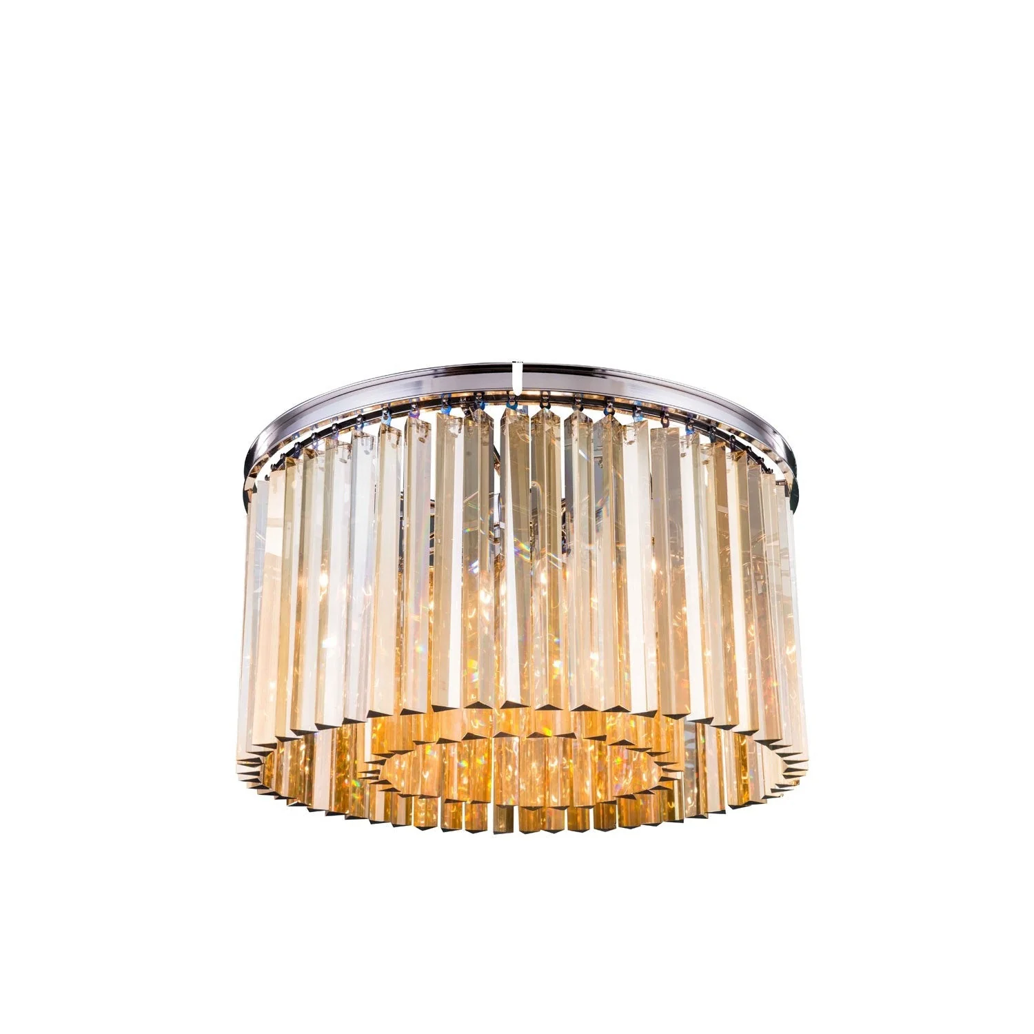 Sydney Polished Nickel Twenty-Six-Inch Flushmount with Royal Cut Golden Teak Crystals - Image 1