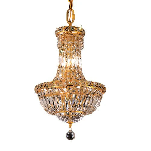 Gold Six-Light 12-Inch Chandelier with Royal Cut Clear Crystal - Image 1