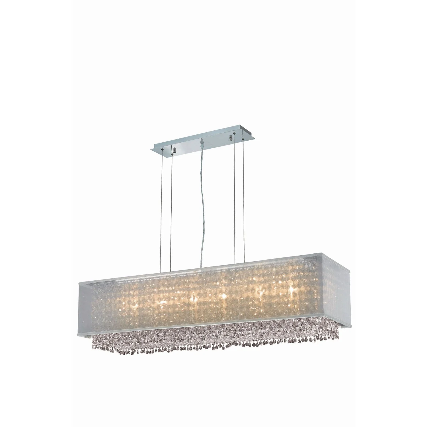 Moda Chrome Six-Light Silver Shade Pendant with Golden Teak and Clear Royal Cut Crystal - Image 1