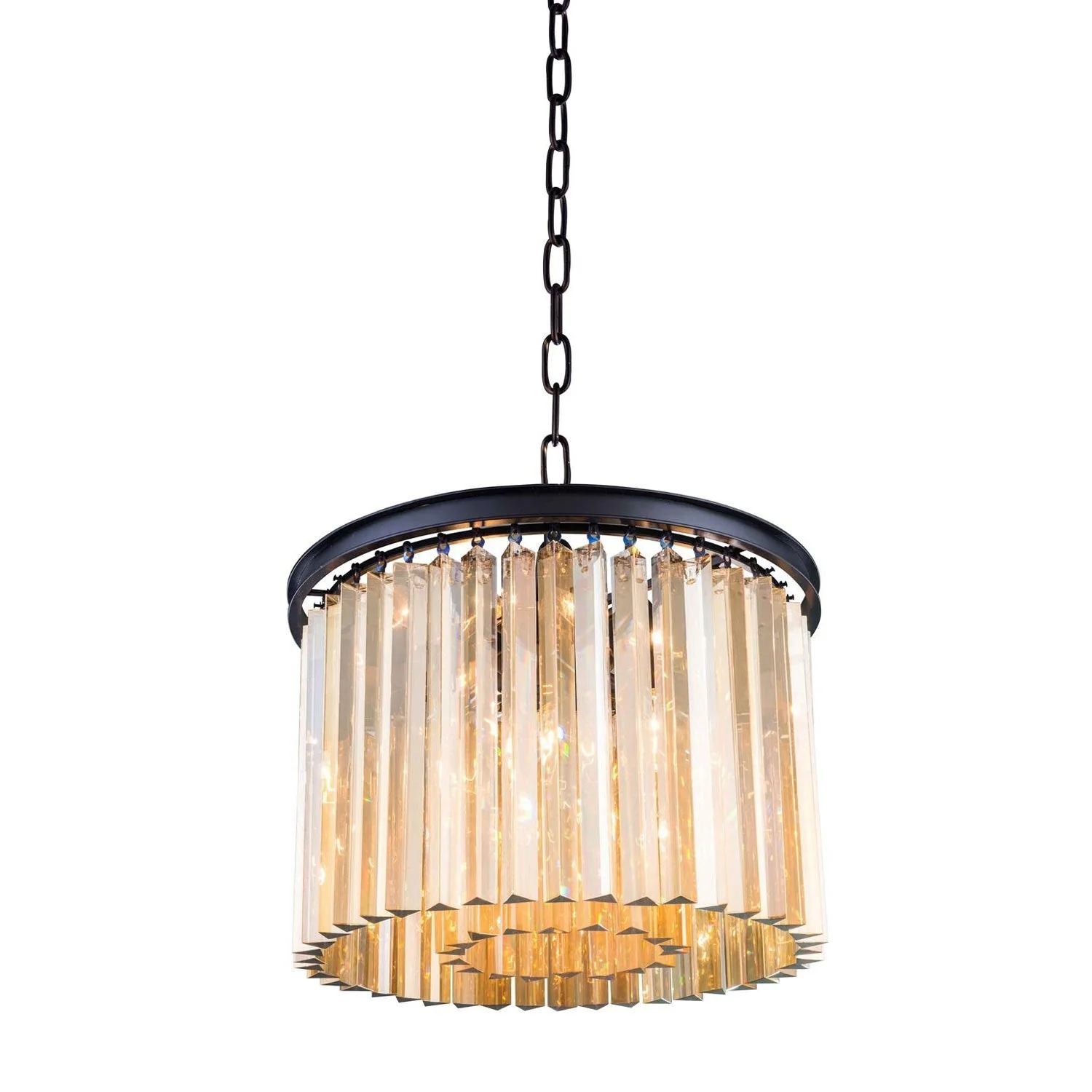 Sydney Mocha Brown Six-Light Pendant with Royal Cut Golden Teak Crystals - Image 1