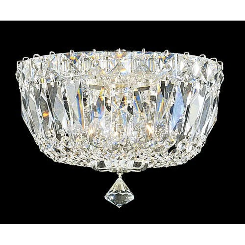 Silver Three-Light Clear Gemcut Flush Mount Light, 8W x 6H x 8D - Image 1