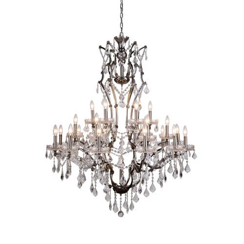 Elena Raw Steel 25-Light Chandelier with Silver Crystals - Image 1