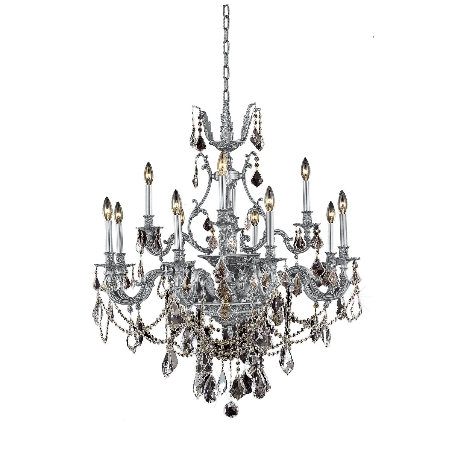 Monarch Pewter Twelve-Light Chandelier with Clear Royal Cut Crystals - Image 1